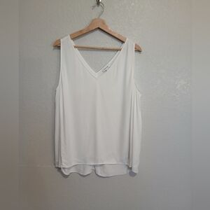 Nordstrom White Double V-Neck Sleeveless Blouse Tank Top Size XL